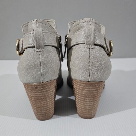 NEW Dr Scholls Kickstart Ankle Bootie Womens 9.5 Taupe Block Heel Buckle Neutral - Picture 7 of 14
